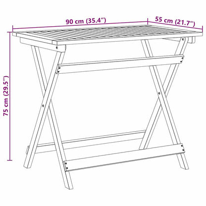Mesa De Jardín Marrón 90 X 55 X 75 Cm Madera De Acacia Sólida