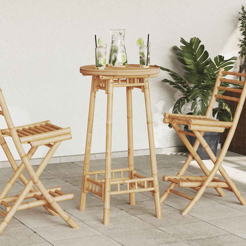 Conjunto De Bar Para Exterior De 3 Piezas Plegable De Bambú