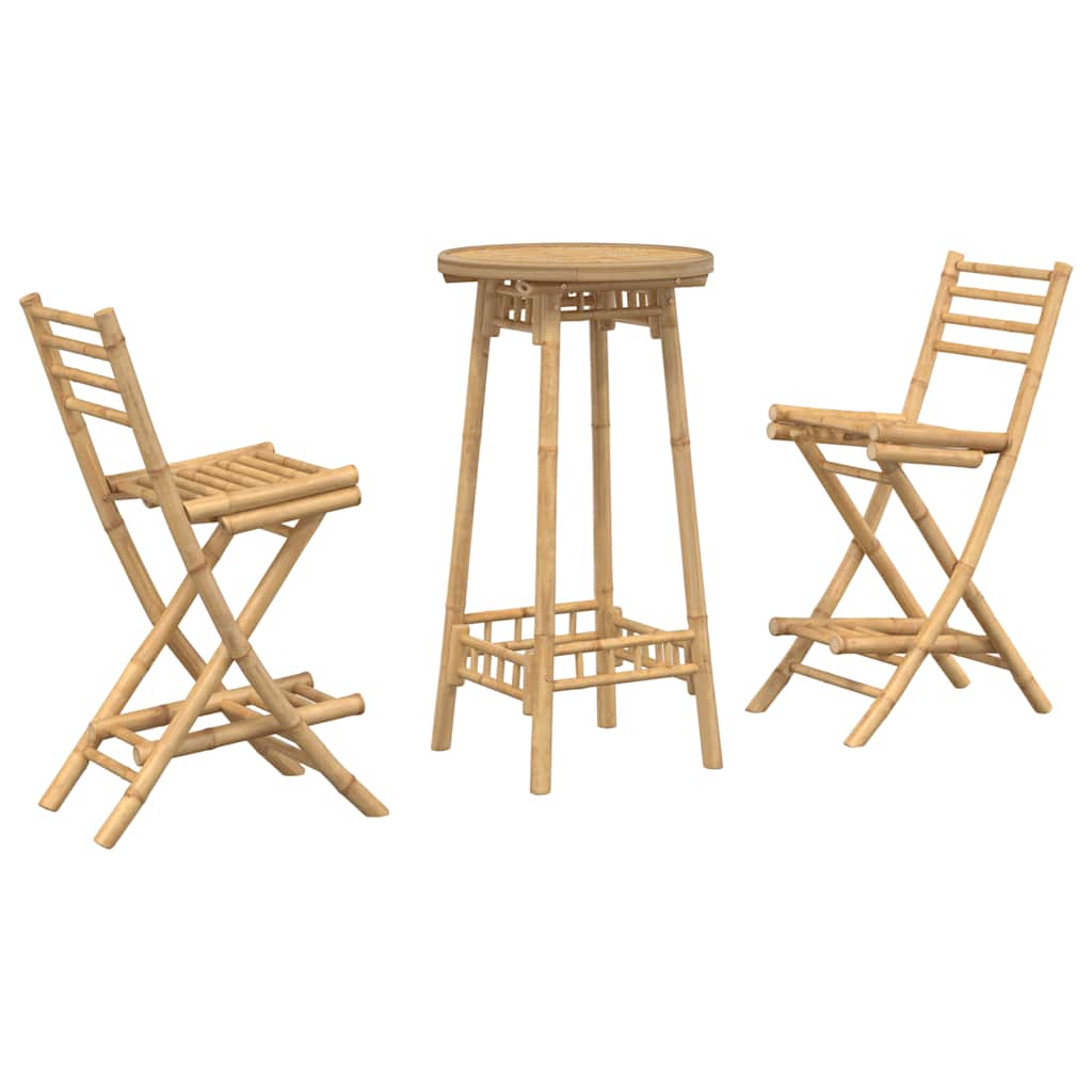 Conjunto De Bar Para Exterior De 3 Piezas Plegable De Bambú