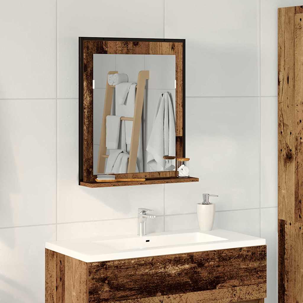 Espejo De Baño Con Estante Madera Ingeniería