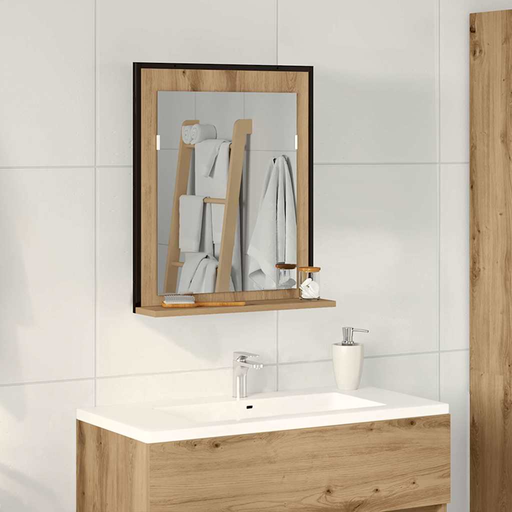 Espejo De Baño Con Estante Madera Ingeniería