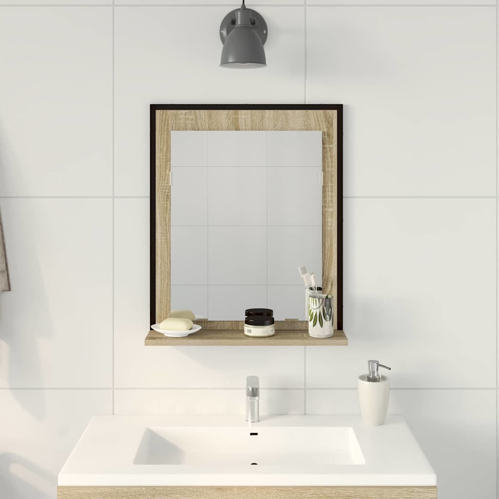 Espejo De Baño Con Estante Con Espejo Negro 50 X 12 X 60 Cm