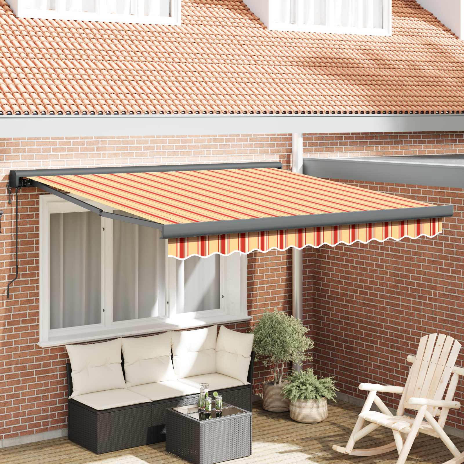 Toldo Retráctil Aluminio Y Tela Gris 3X2,5 M