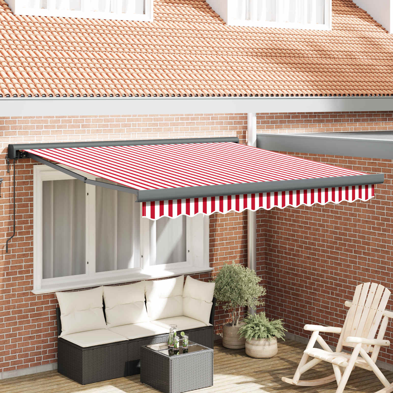 Toldo Retráctil Aluminio Y Tela Gris 3X2,5 M