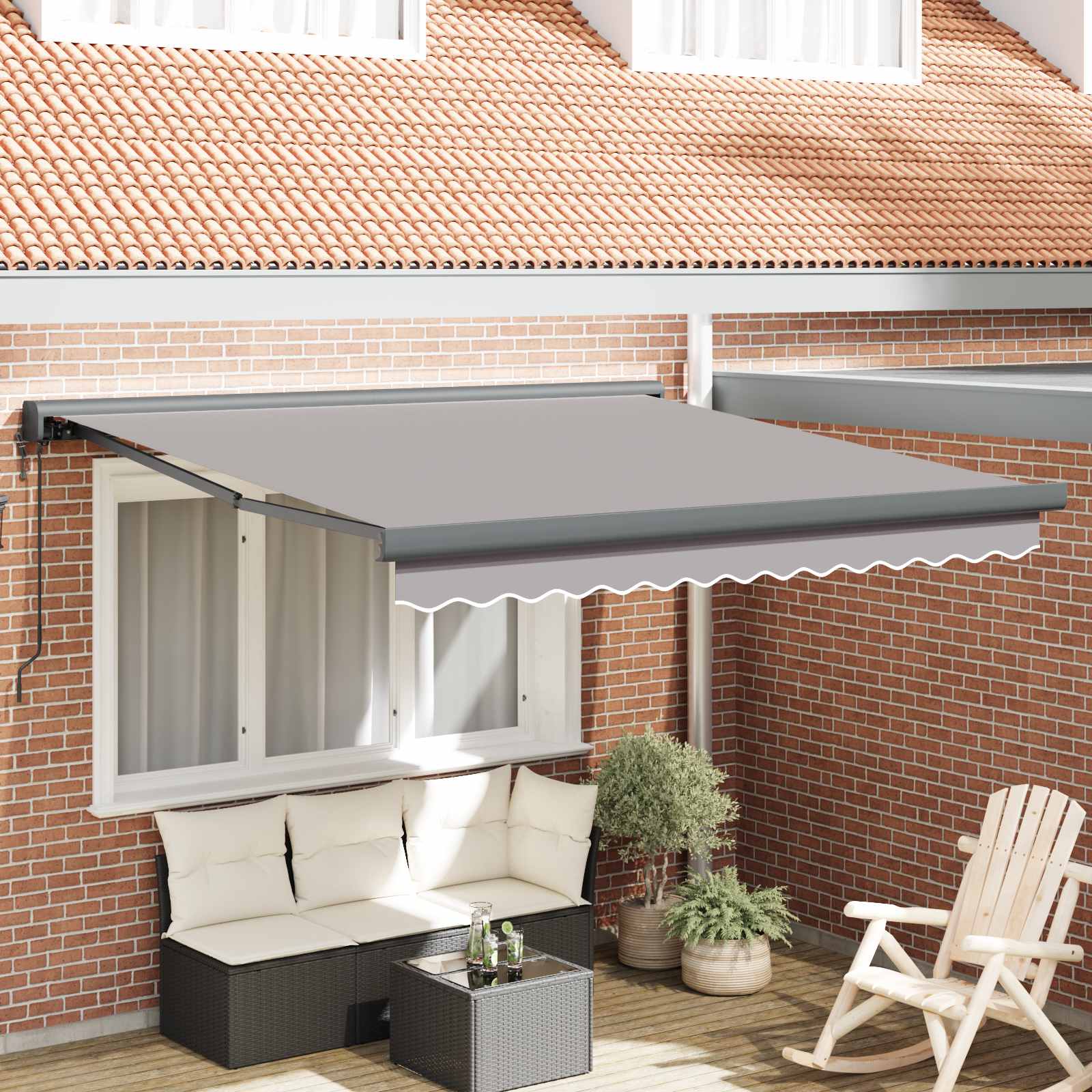 Toldo Retráctil Aluminio Y Tela Gris 3X2,5 M