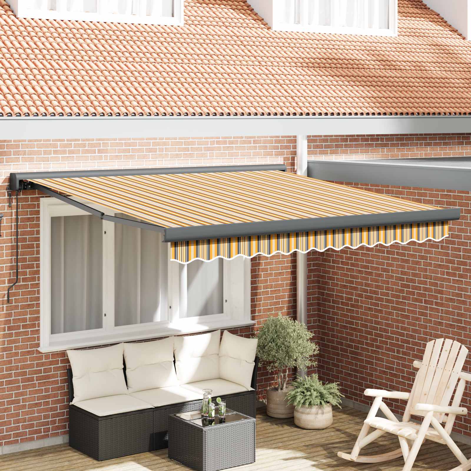 Toldo Retráctil Aluminio Y Tela Gris 3X2,5 M