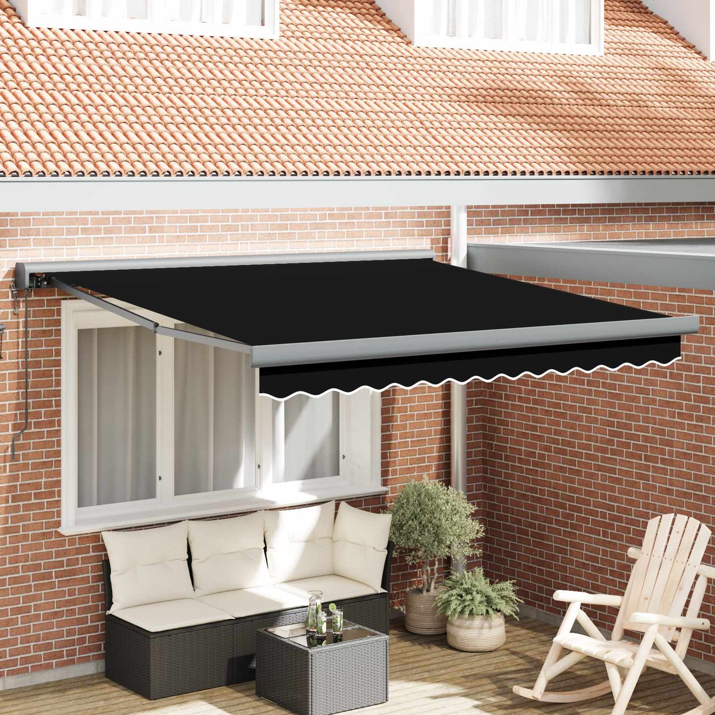 Toldo Retráctil Aluminio Y Tela Gris 3X2,5 M