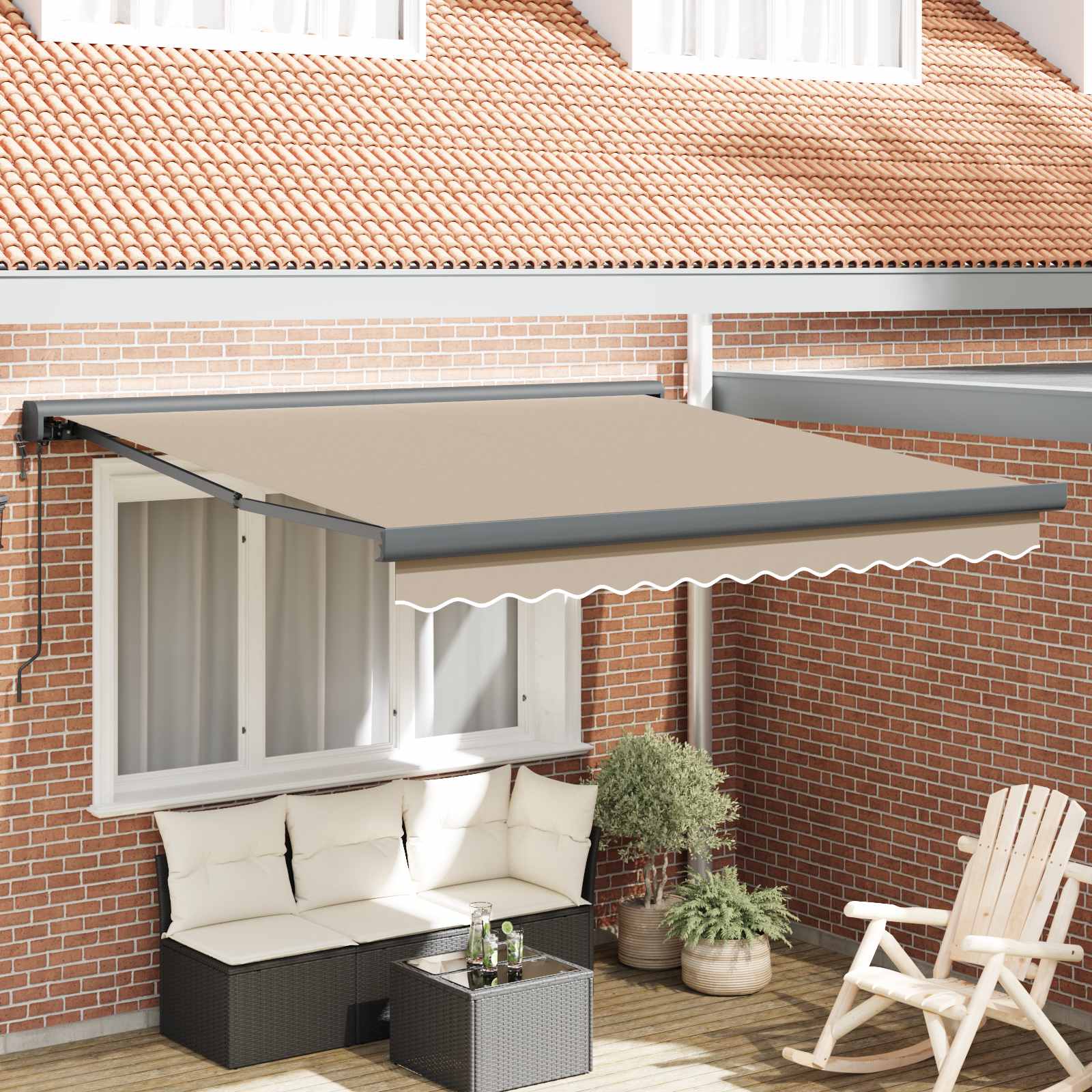 Toldo Retráctil Aluminio Y Tela Gris 3X2,5 M