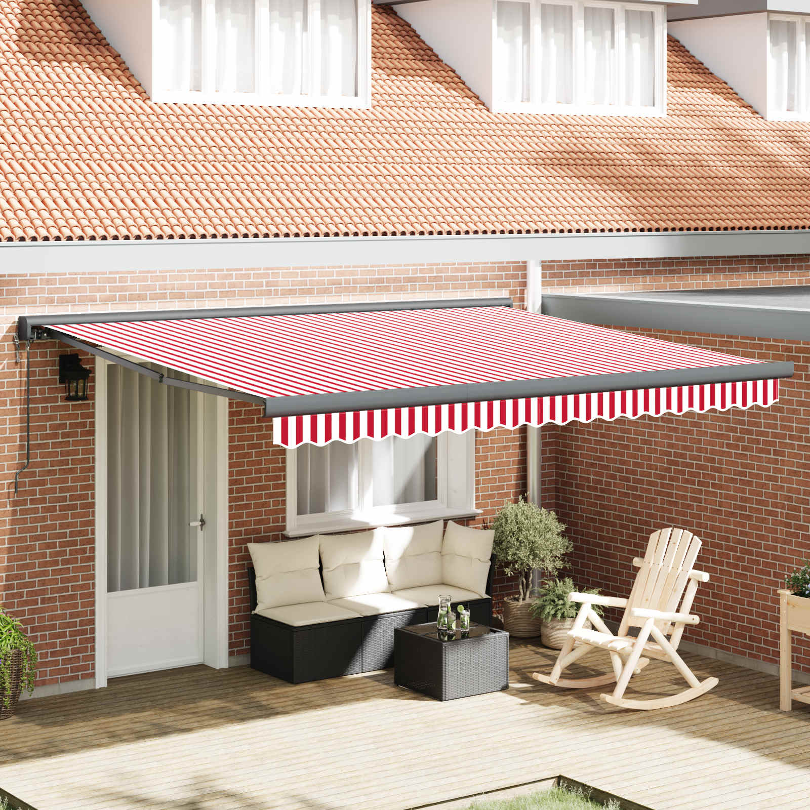 Toldo Retráctil Aluminio Y Tela Gris 3X2,5 M