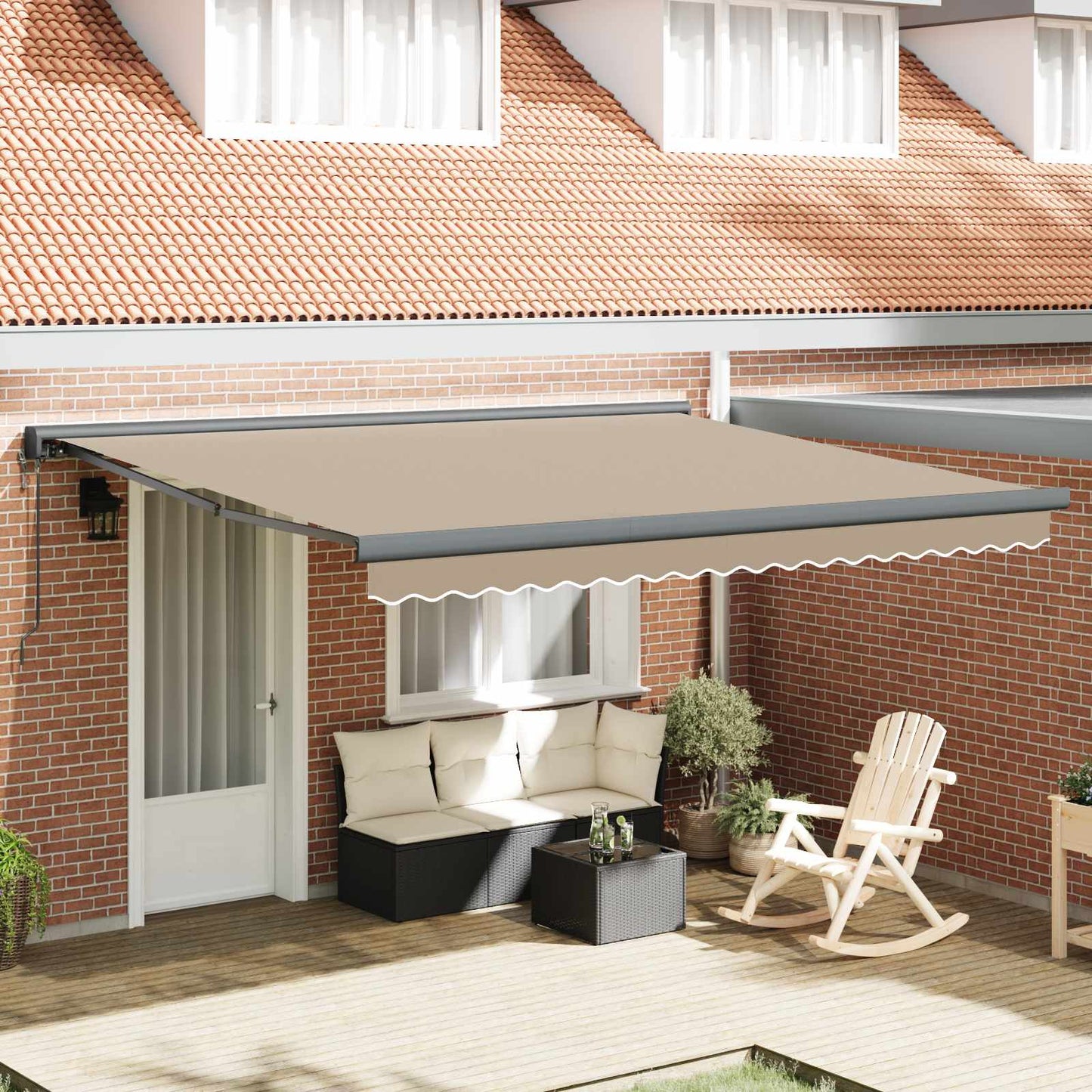 Toldo Retráctil Aluminio Y Tela Gris 3X2,5 M