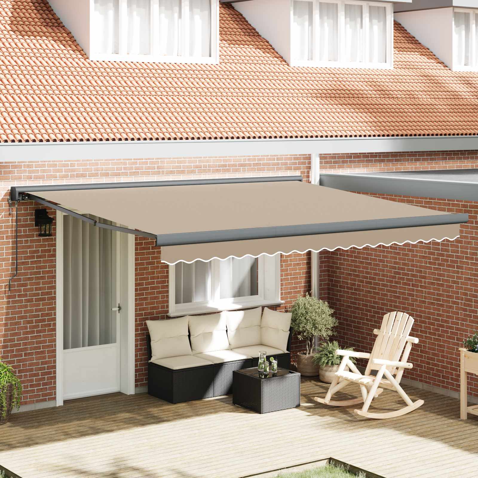 Toldo Retráctil Aluminio Y Tela Gris 3X2,5 M