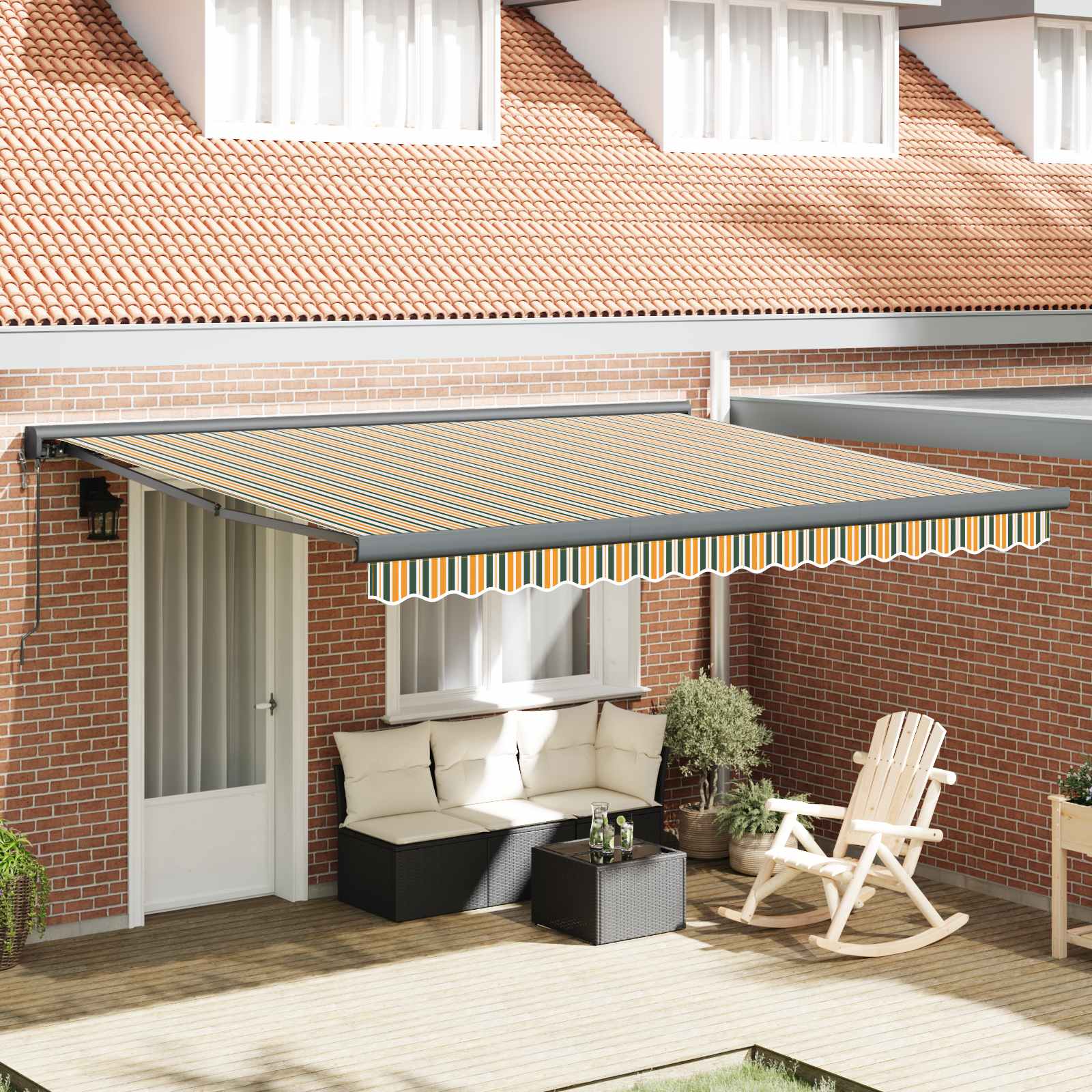 Toldo Retráctil Aluminio Y Tela Gris 3X2,5 M