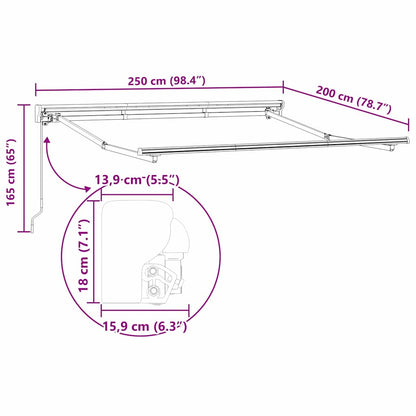 Estructura Del Toldo Manual Ajustable 2,5 X 2 M Acero