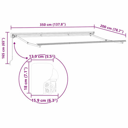 Estructura Del Toldo Manual Ajustable 3,5 X 2 M Acero