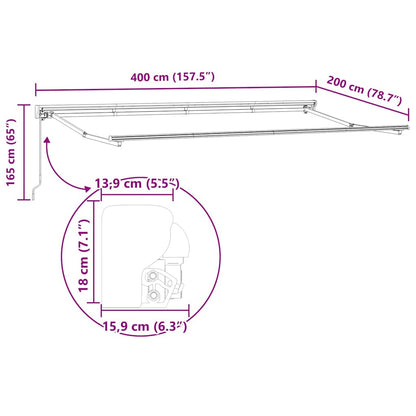 Estructura Del Toldo Manual Ajustable 4 X 2 M Acero