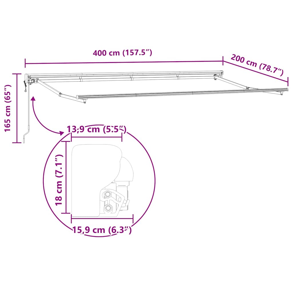 Estructura Del Toldo Ajustable 4 X 2 M Acero