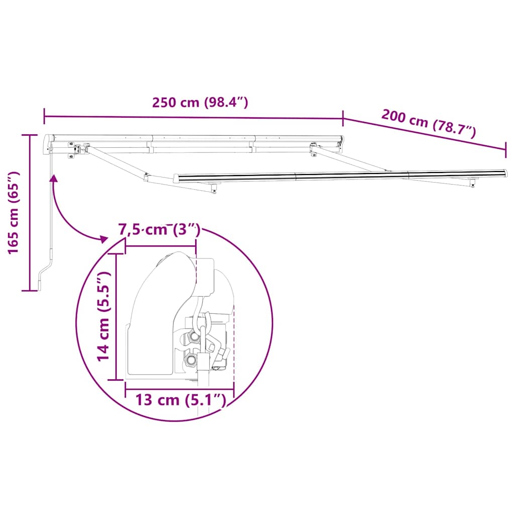 Estructura Del Toldo Manual 2,5 X 2 M Metal