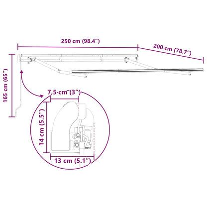 Estructura Del Toldo Manual 2,5 X 2 M Metal