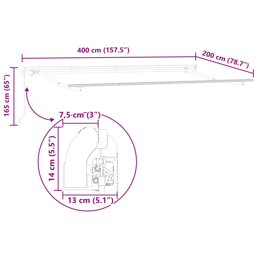 Estructura Del Toldo Manual 4 X 2 M Metal