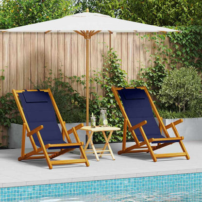 Silla De Playa Con Cojín 2 Pcs Marrón Madera De Acacia Sólida