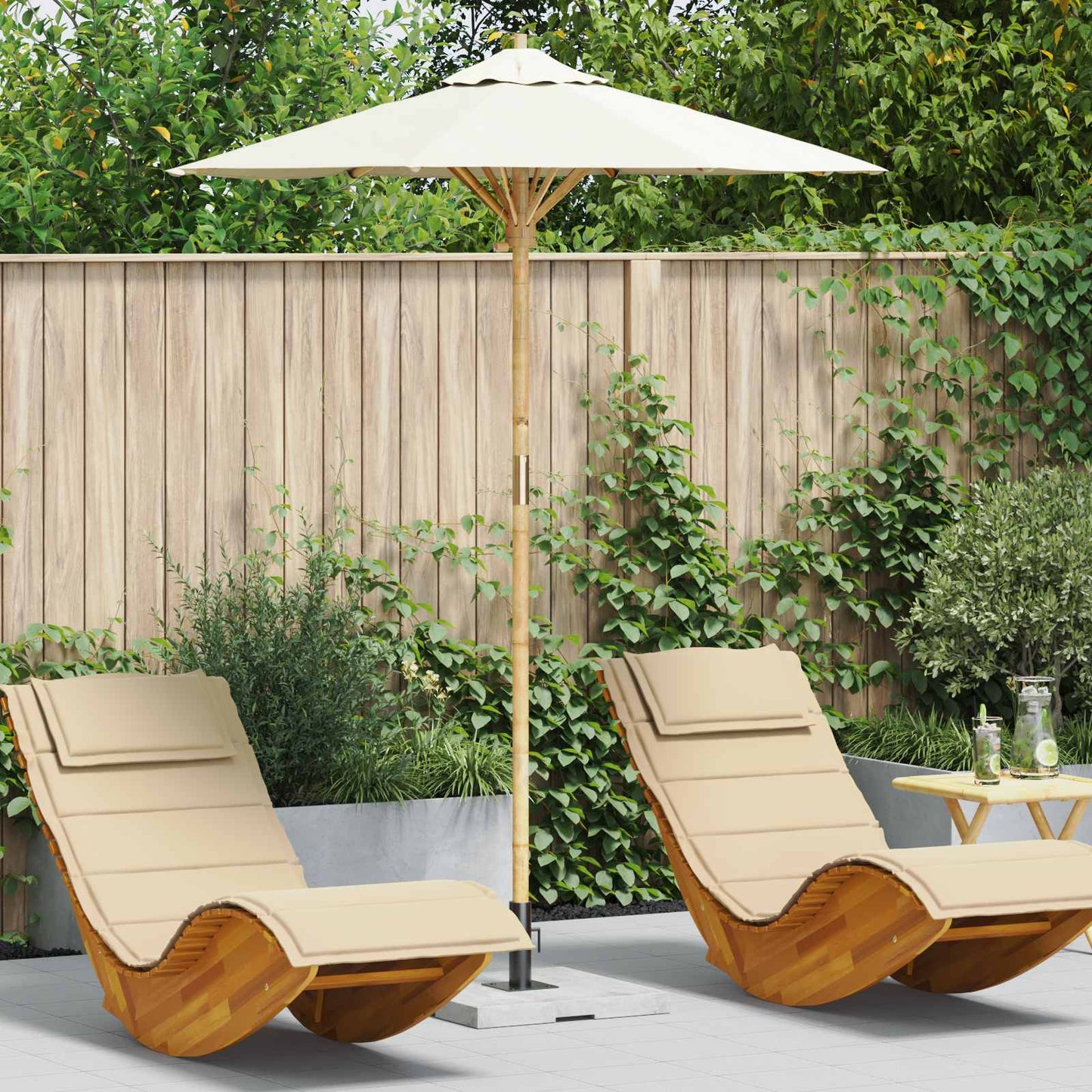 Sombrilla De Jardín Ø 270 X 260 Cm Bambú Redondo