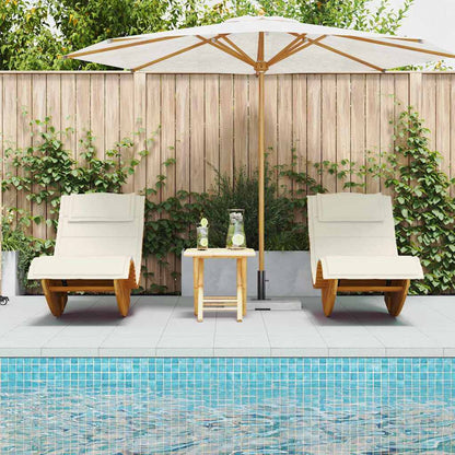 Tumbona Con Cojín 2 Pcs Marrón Madera De Acacia Sólida