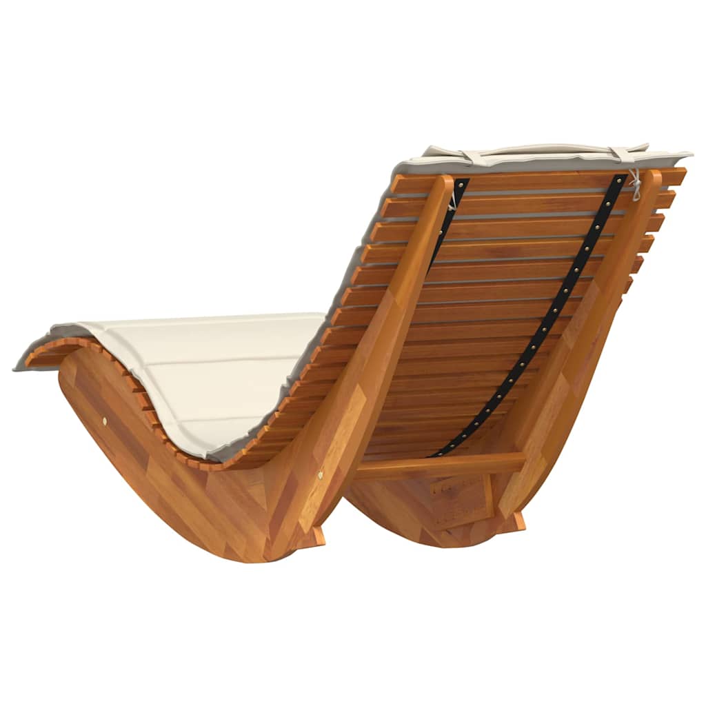 Tumbona Con Cojín 2 Pcs Marrón Madera De Acacia Sólida