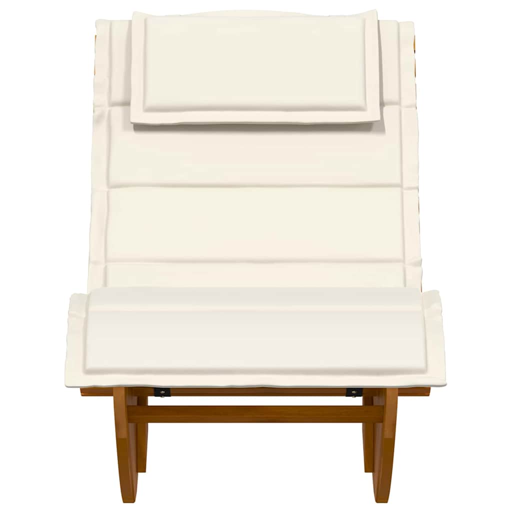 Tumbona Con Cojín 2 Pcs Marrón Madera De Acacia Sólida
