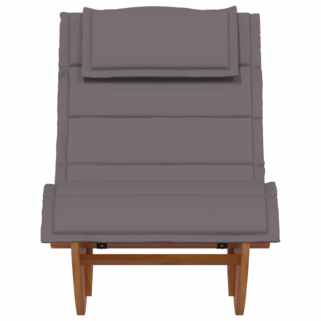 Tumbona Con Cojín 2 Pcs Marrón Madera De Acacia Sólida