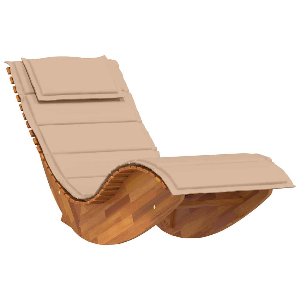 Tumbona Con Cojín 2 Pcs Marrón Madera De Acacia Sólida