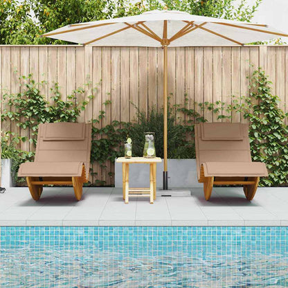 Tumbona Con Cojín 2 Pcs Marrón Madera De Acacia Sólida