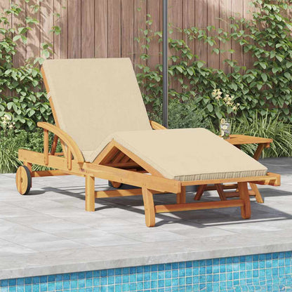 Tumbona Con Cojín Y Mesa Madera Maciza De Acacia