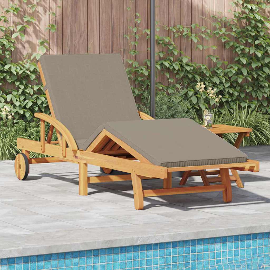 Tumbona Con Cojín Y Mesa Madera Maciza De Acacia