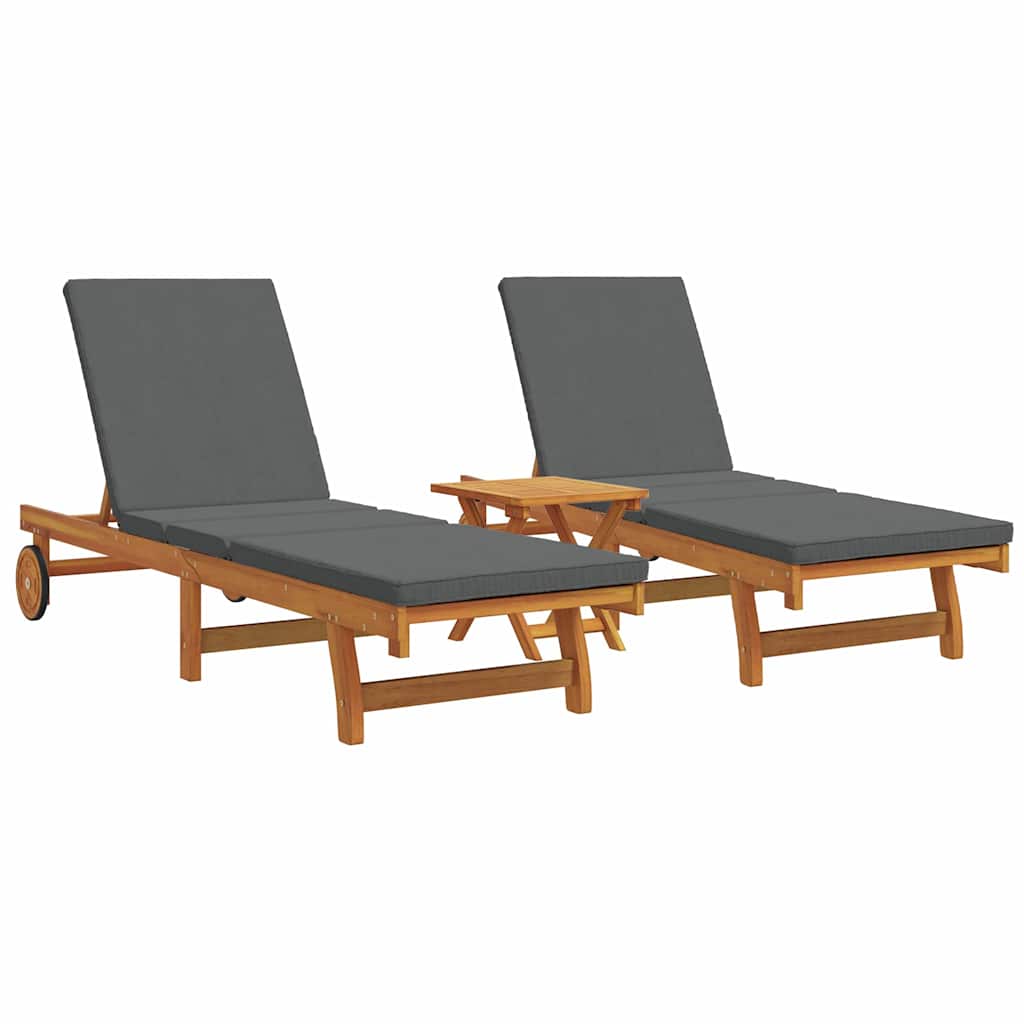 Tumbona Con Mesita Madera Maciza De Acacia