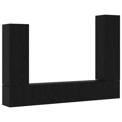 Conjunto De Mueble De Tv 4 Pcs Roble Negro Madera De Ingeniería