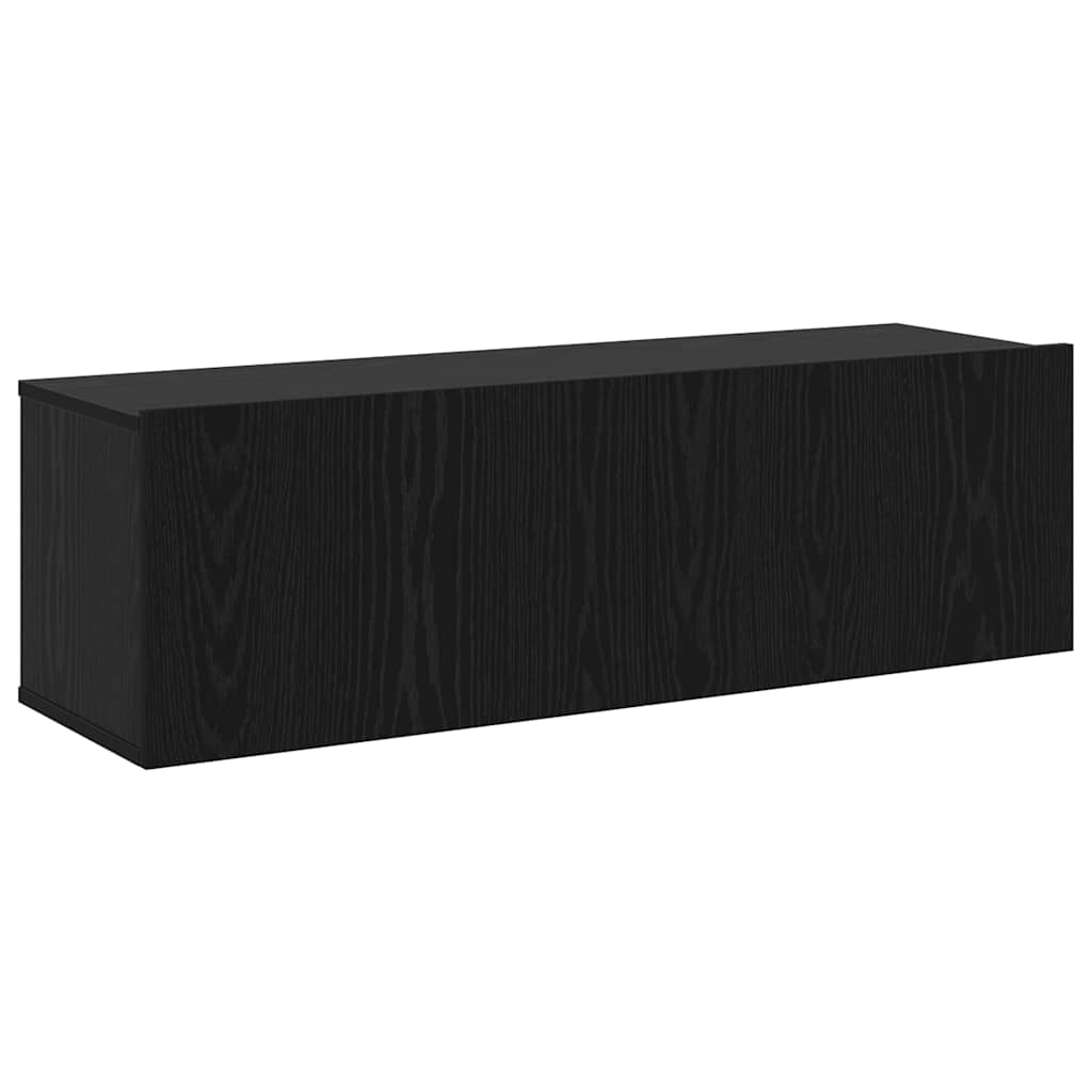 Conjunto De Mueble De Tv 4 Pcs Roble Negro Madera De Ingeniería