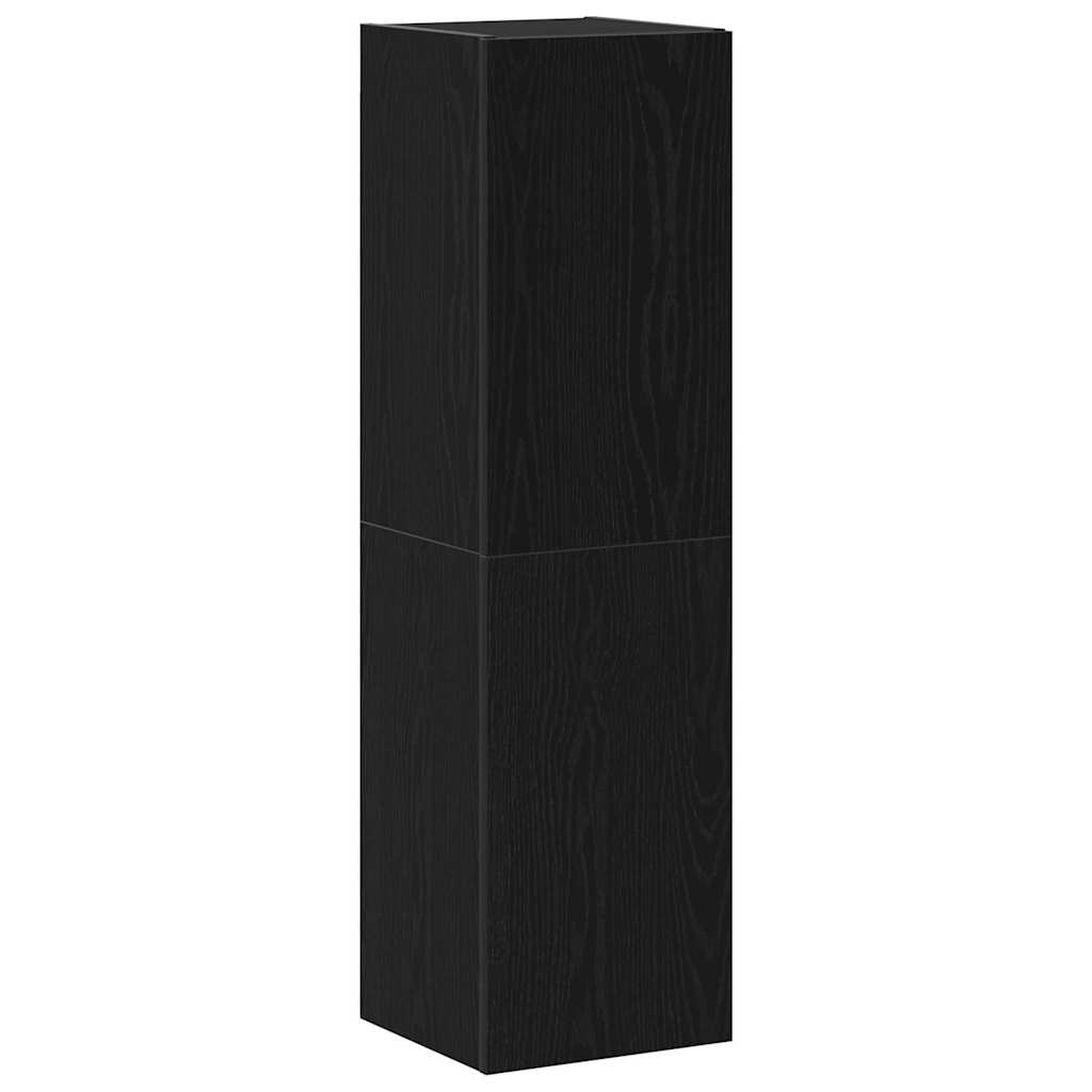 Conjunto De Mueble De Tv 4 Pcs Roble Negro Madera De Ingeniería
