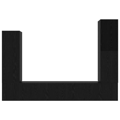 Conjunto De Mueble De Tv 4 Pcs Roble Negro Madera De Ingeniería