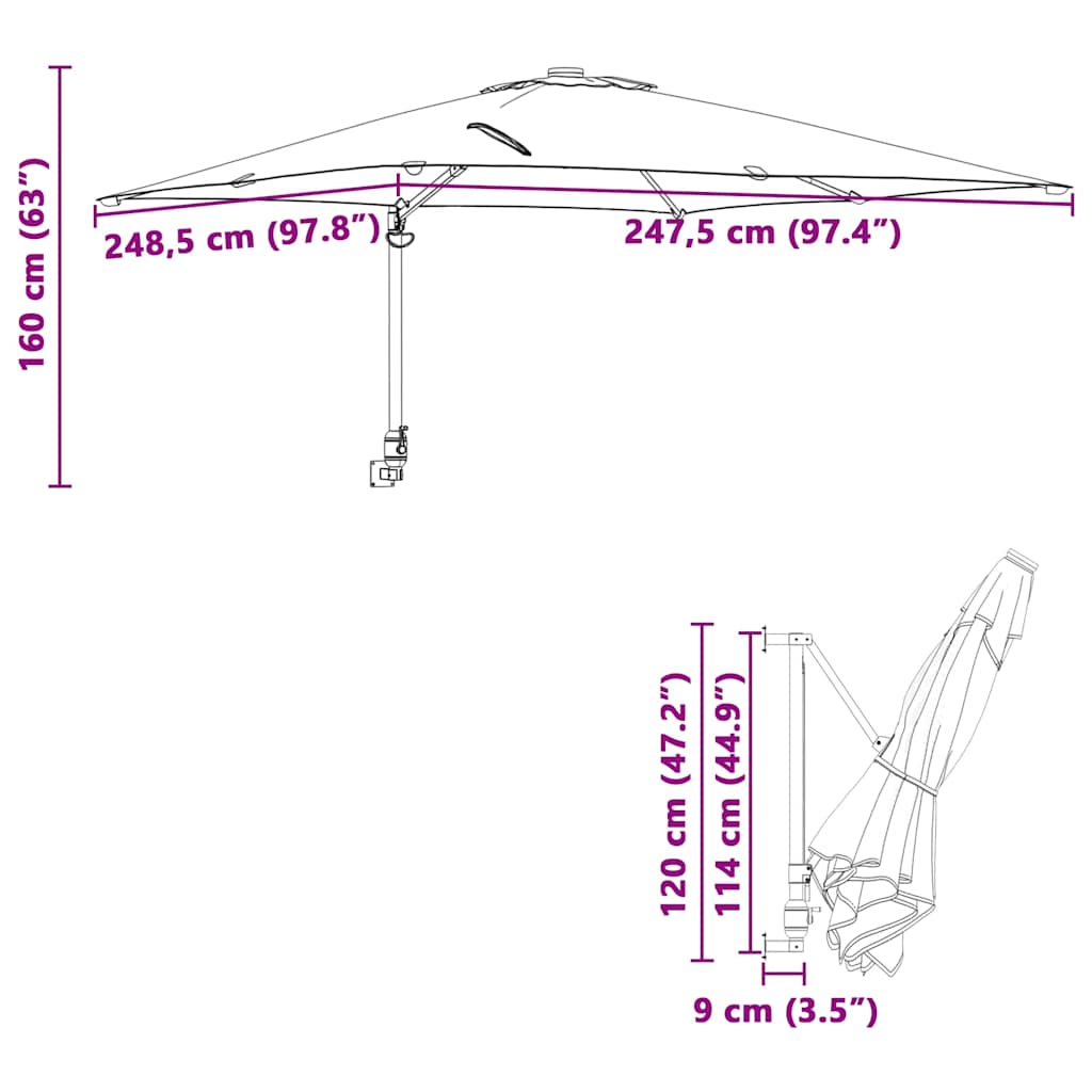 Sombrilla De Jardín 248,5 X 247,5 X 160 Cm