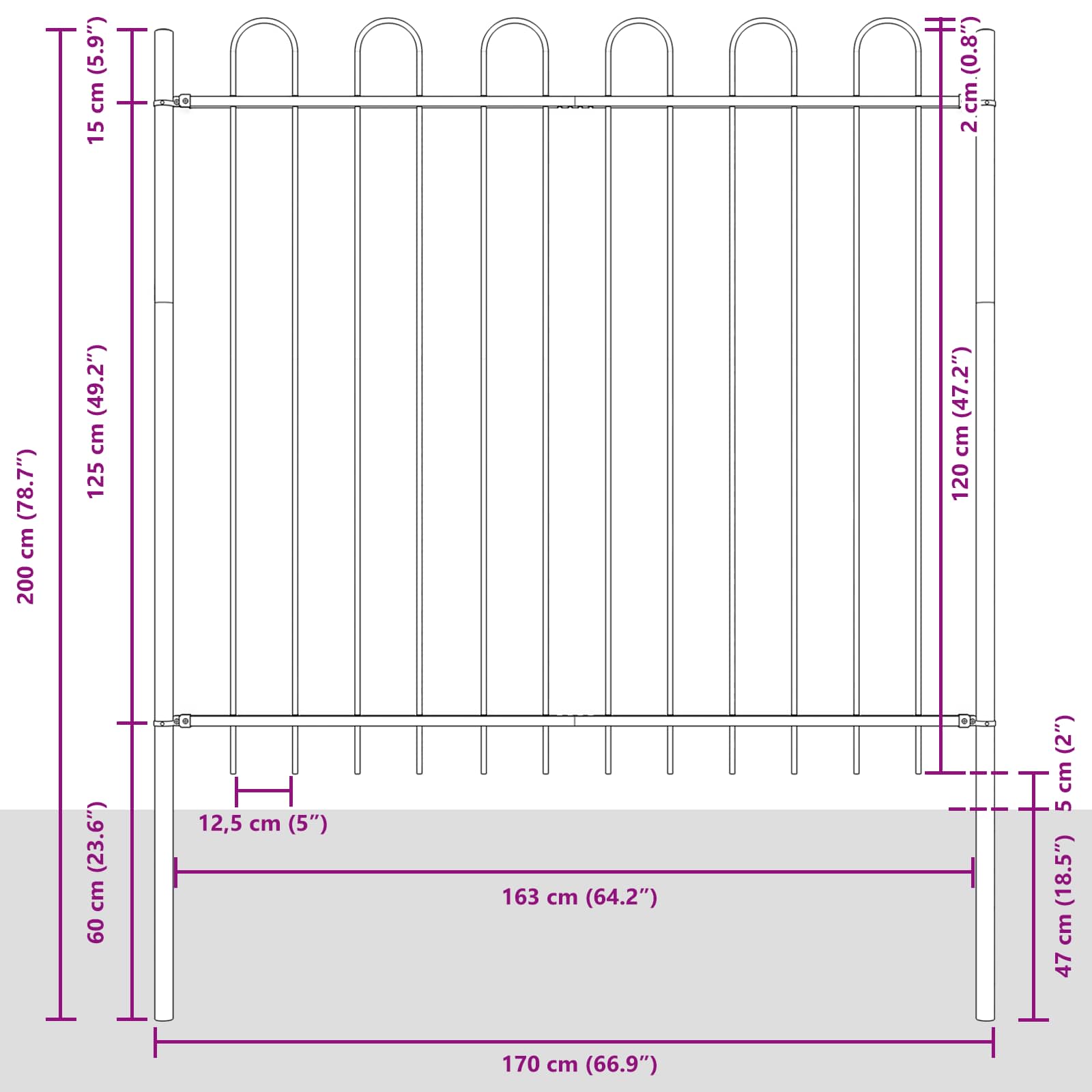 Valla De Jardín 4 Pcs 6,8 X 1 M
