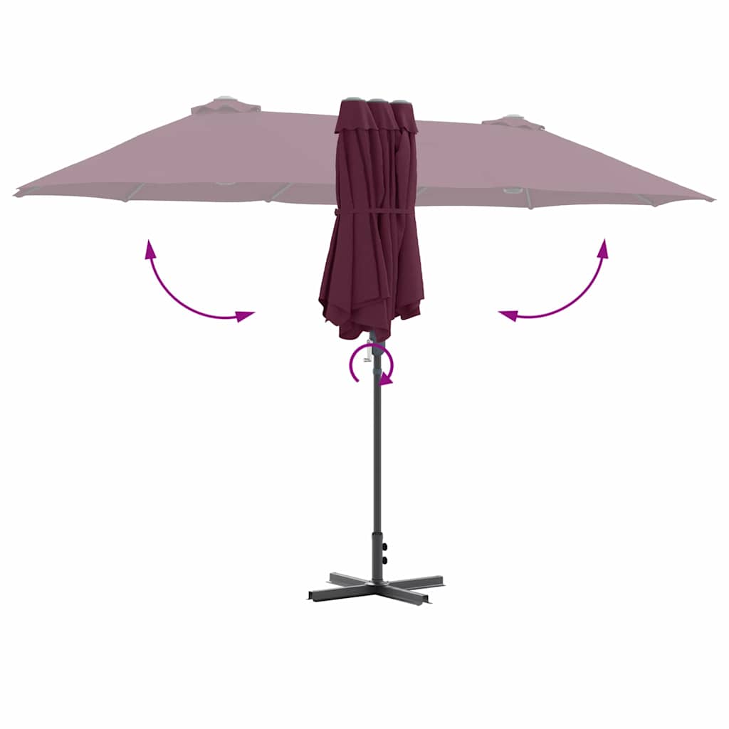 Sombrilla De Jardín 370 X 197 X 239 Cm Poliéster Y Aluminio