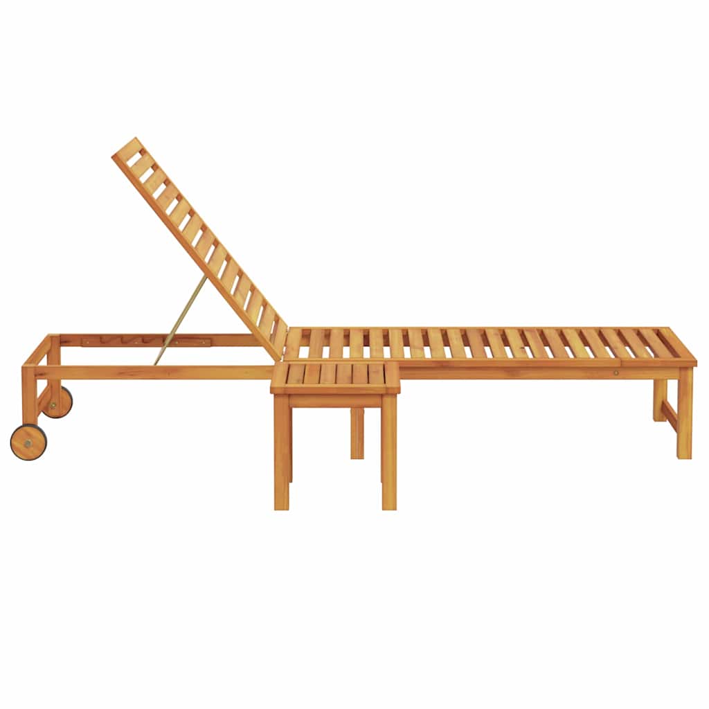 Tumbona Marrón 202 X 53 X 89 Cm Madera De Acacia Sólida