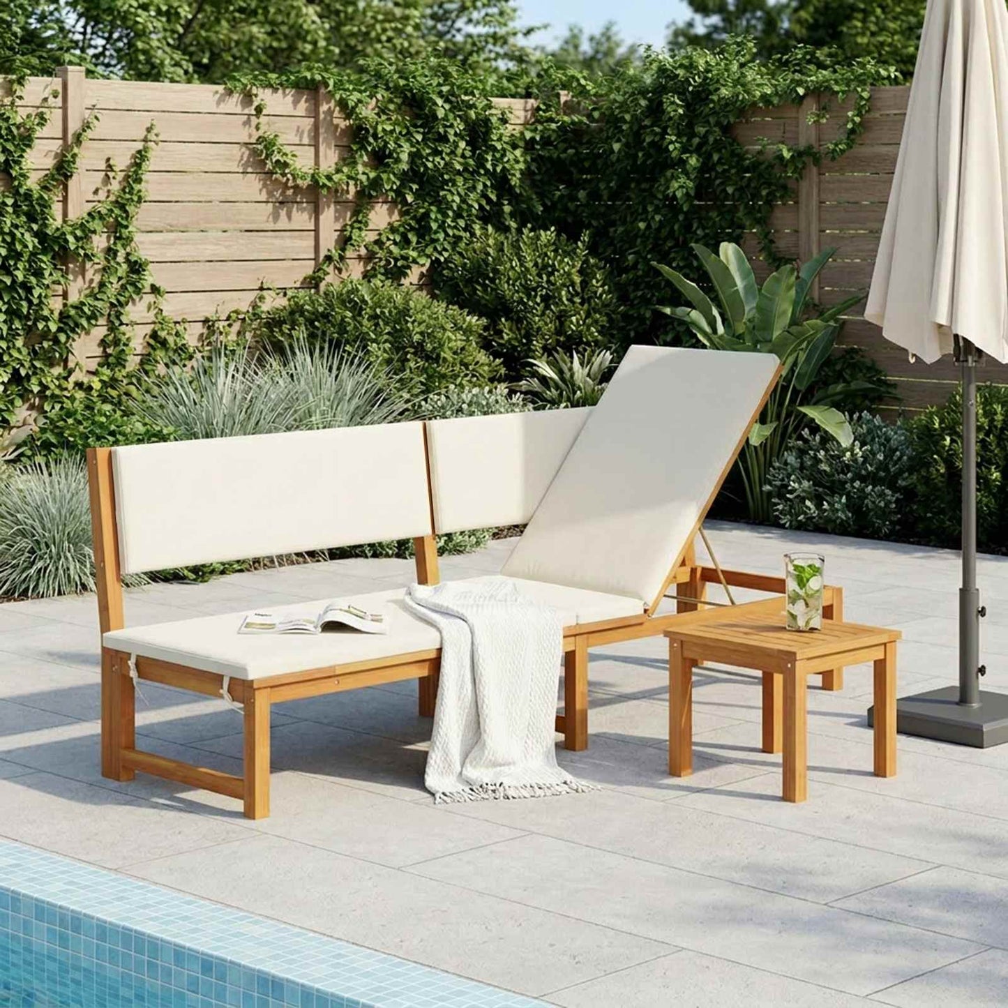 Tumbona Aceite Natural 200 X 57 X 75Cm Madera Maciza De Acacia