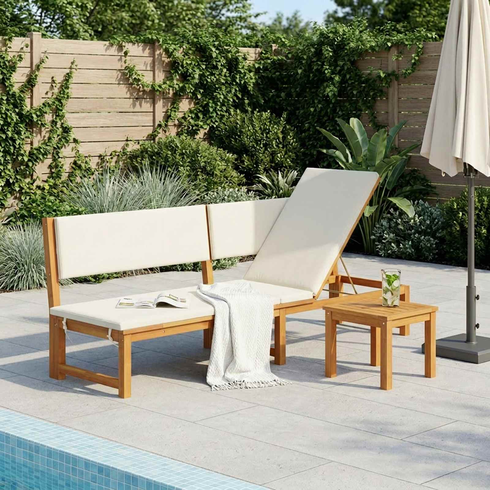 Tumbona Aceite Natural 200 X 57 X 75Cm Madera Maciza De Acacia