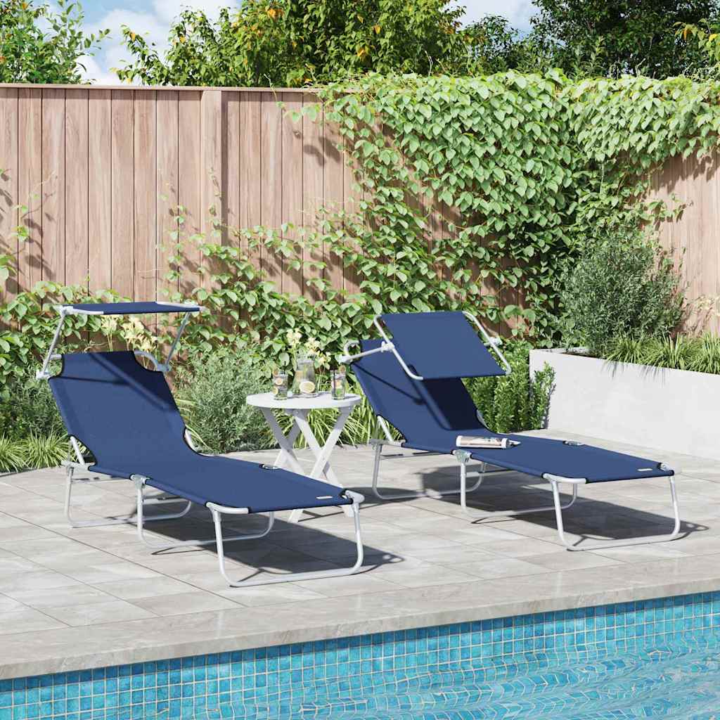 Tumbona Plegable Con Toldo De Acero Magenta