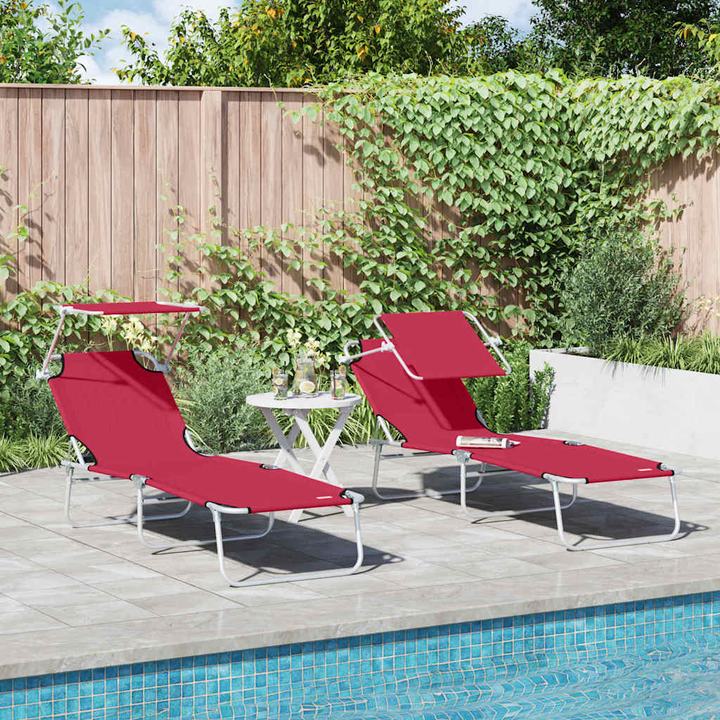 Tumbona Plegable Con Toldo De Acero Magenta