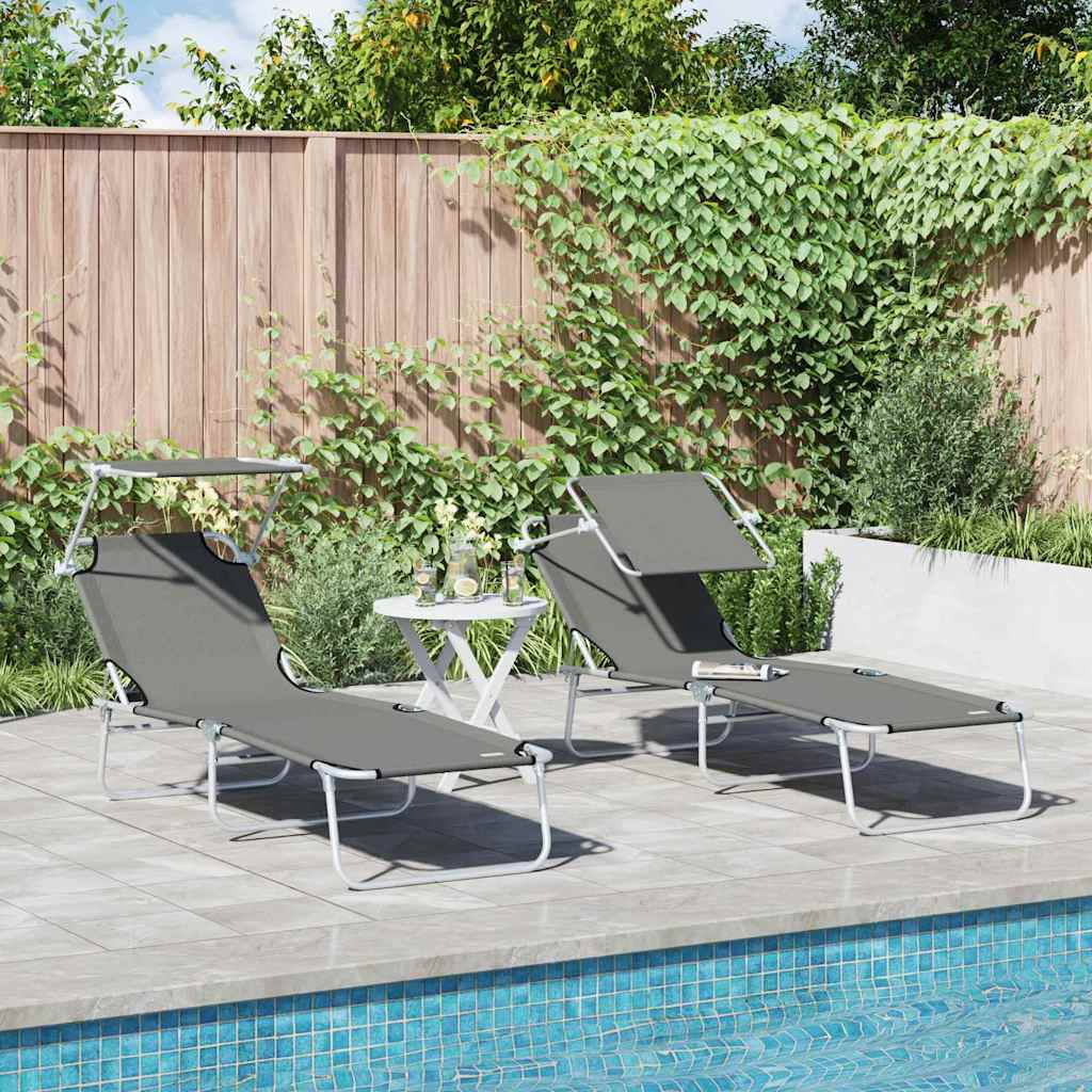 Tumbona Plegable Con Toldo De Acero Magenta