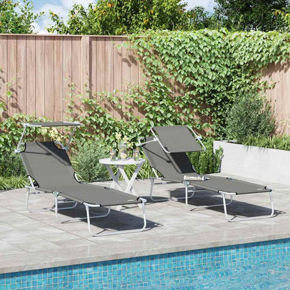 Tumbona Plegable Con Toldo De Acero Magenta