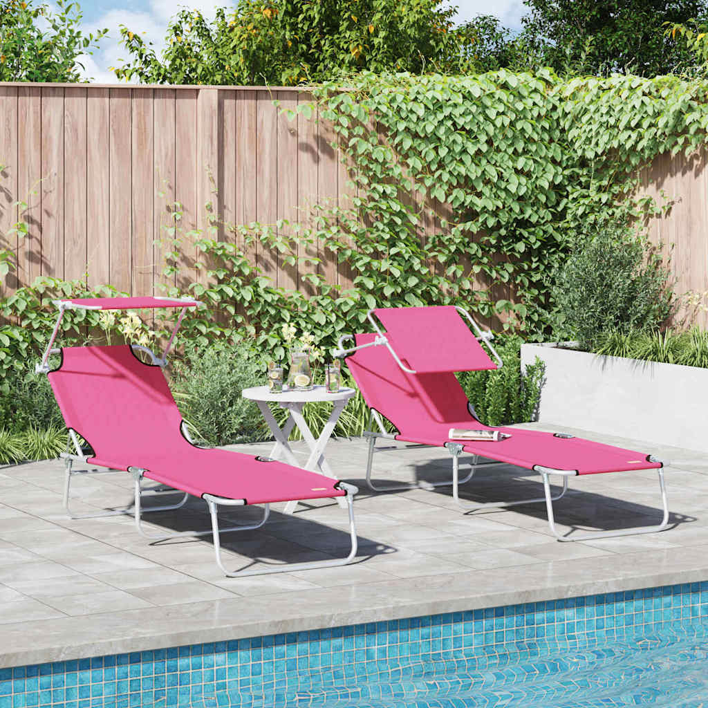 Tumbona Plegable Con Toldo De Acero Magenta