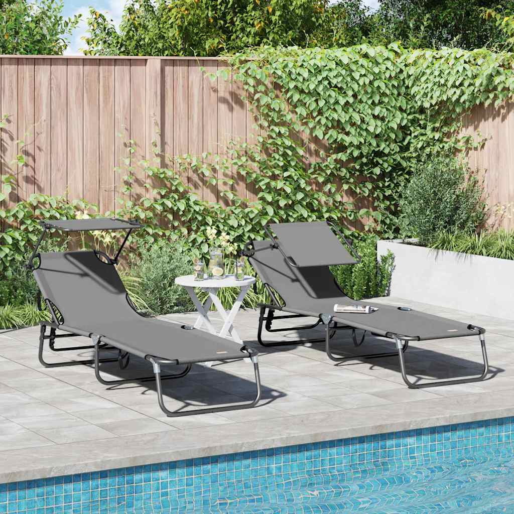 Tumbona Plegable 2 Pcs 190 X 57 X 81 Cm Oxford